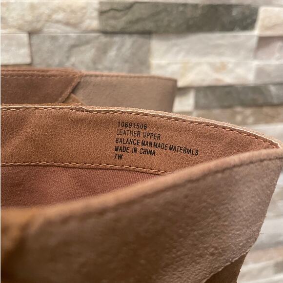 Torrid 7W Patchwork Heeled Booties | Leather Upper, Peep Toe, Neutral Suede - Picture 7 of 9